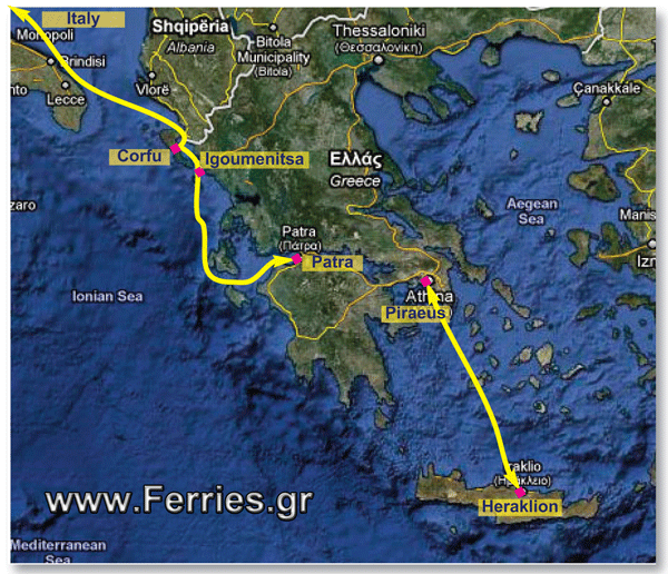 Minoan lines ferries to Greece mainland and Greek islands. Minoan lines ferries from/to Piraeus-Athens Crete-Heraklion/Heraklio/Iraklion/Iraklio Santorini/Thira Paros Naxos Mykonos Tinos Syros Skiathos Thessaloniki. Minoan Lines schedules, Minoan Lines connections, Minoan Lines fares, Minoan Lines availability, Minoan Lines online booking, Minoan Lines offers and special prices.